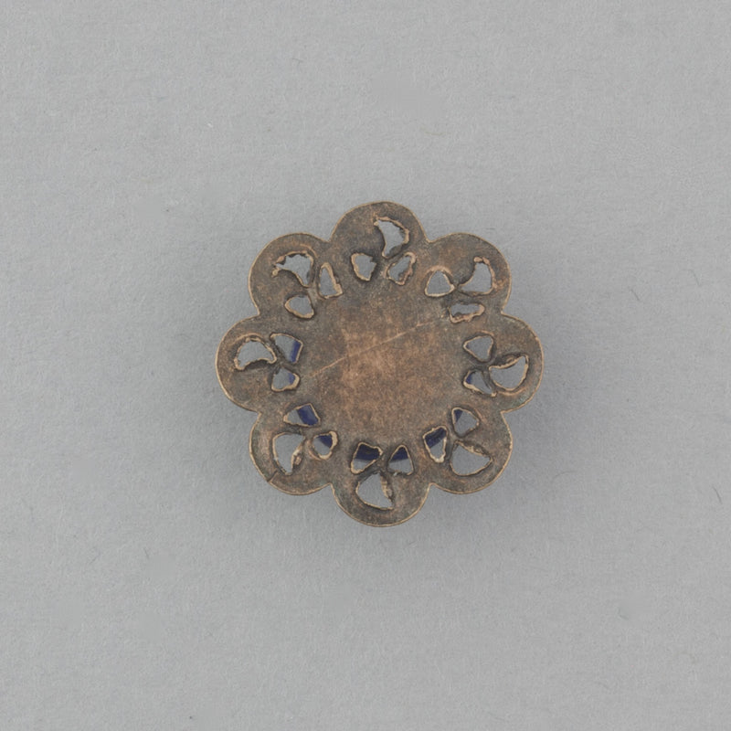 Vintage West German pressed glass mosaic  charm. 15mm . Pkg of 4. b5-508pd
