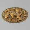 Deco Gecko glass marcasite stamped filigree pendant.  56x39mm.  b9-0923pd-2