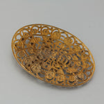 Deco Gecko glass marcasite stamped filigree pendant.  56x39mm.  b9-0923pd-2