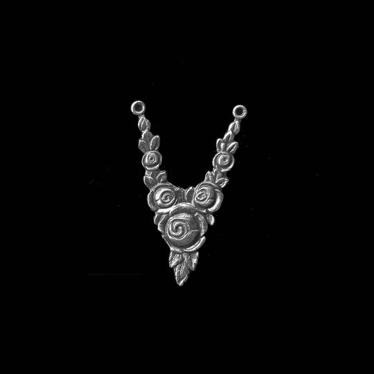 Vintage Silver plated V-shaped 2-ring connector, 30x15mm. Pkg1.  b9-0994-2s