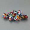 Vintage Murano Moretti studio millefiori glass beads. 1920s-1950s. 15x9mm ovals. Pkg.1. b1-2105