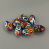 Vintage Murano Moretti studio millefiori glass beads. 1920s. 16x10mm ovals. Pkg.1. b1-2102