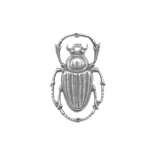 Silver plate Egyptian Revival style scarab stamping. 43x28mm sold individually. b9-2230s