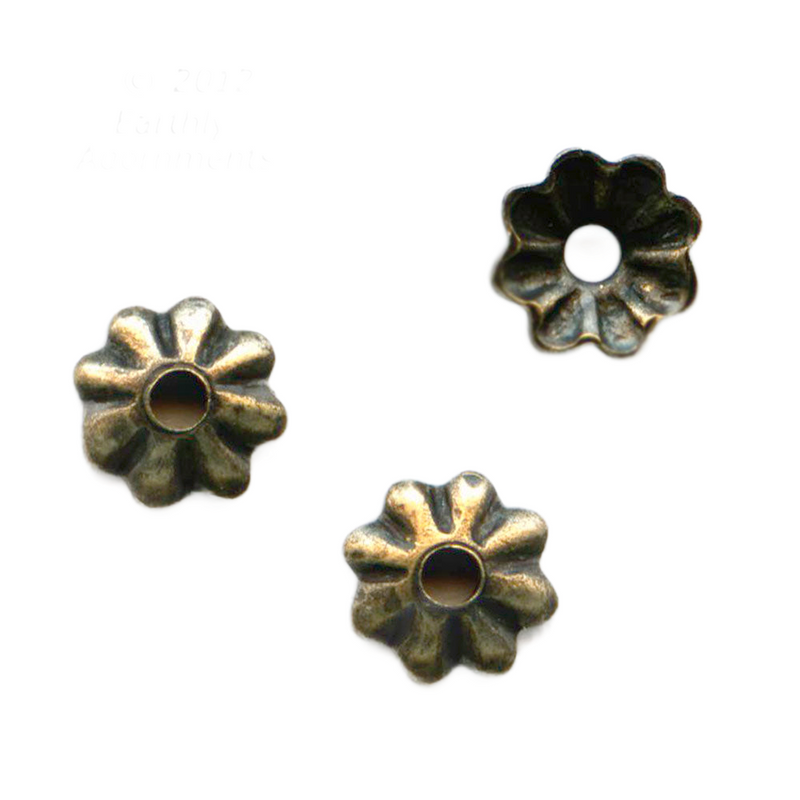 Fluted oxidized brass bead cap 3.5mm. 18 pcs. b9-2418