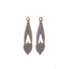 Vintage cast brass pendant amethyst glass stone. 24x6mm. Package of 2.  b9-2338-2