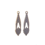 Vintage cast brass pendant amethyst glass stone. 24x6mm. Package of 2.  b9-2338-2