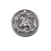Stamped silver plated brass repousse gryphon coin charm. 28mm. Package of 2. b9-2387s