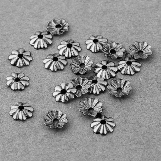 Fluted silver plated brass bead cap 4.6mm. 18 pcs. b9-2418s
