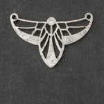Vintage silver plated solid  brass Art Nouveau style 2-ring pendant with rhinestone settings . 27x18mm. Sold individually, b9-2429s