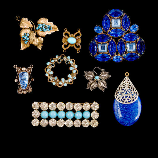 Vintage brass and glass jewelry components from Czechoslovakia.1920s-1940s  b9-mx16