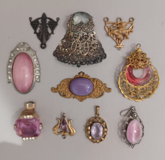 Vintage jewelry components for upcycling, 1920s-1940s.  b9-mx19