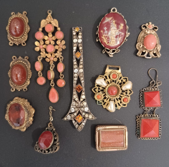 Vintage jewelry components for upcycling, 1920s-1950s.  b9-mx21