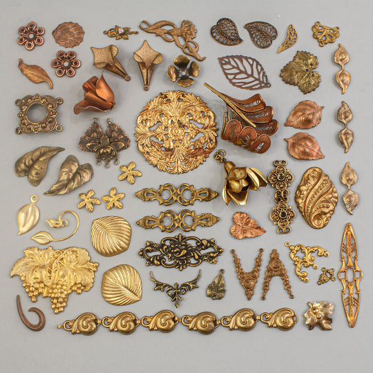 Vintage  solid brass stampings & components mix. B9-mx6