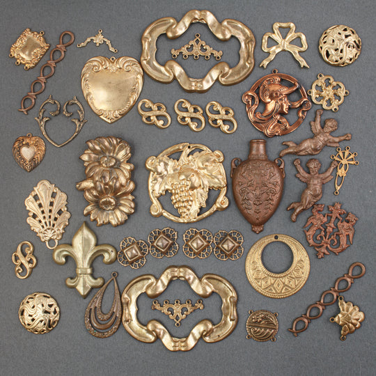 Vintage  solid brass stampings & components mix. B9-mx8