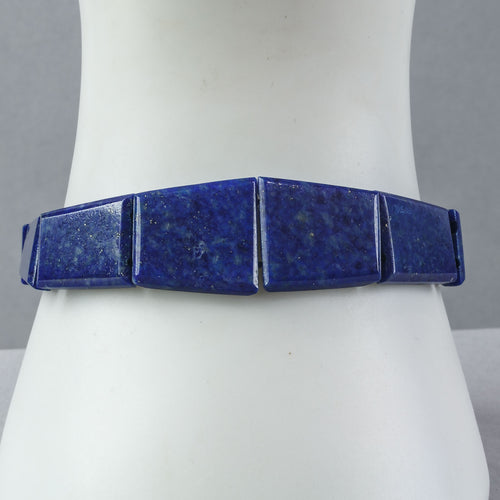 Bracelet of trapezoidal Lapis Lazuli graduated links. vintage 1980s.  j-brgm100