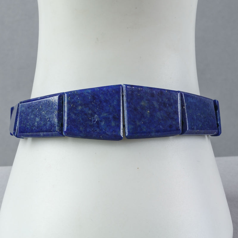 Bracelet of trapezoidal Lapis Lazuli graduated links. vintage 1980s.  j-brgm100