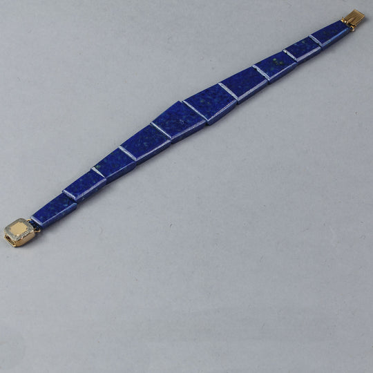 Bracelet of trapezoidal Lapis Lazuli graduated links. vintage 1980s.  j-brgm100