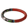 Chinese Bangle Bracelet, Cloisonne & Carved Red Cinnabar . j-bror893