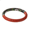 Chinese Bangle Bracelet, Cloisonne & Carved Red Cinnabar . j-bror893