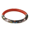 Chinese Bangle Bracelet, Cloisonne & Carved Red Cinnabar . j-bror893