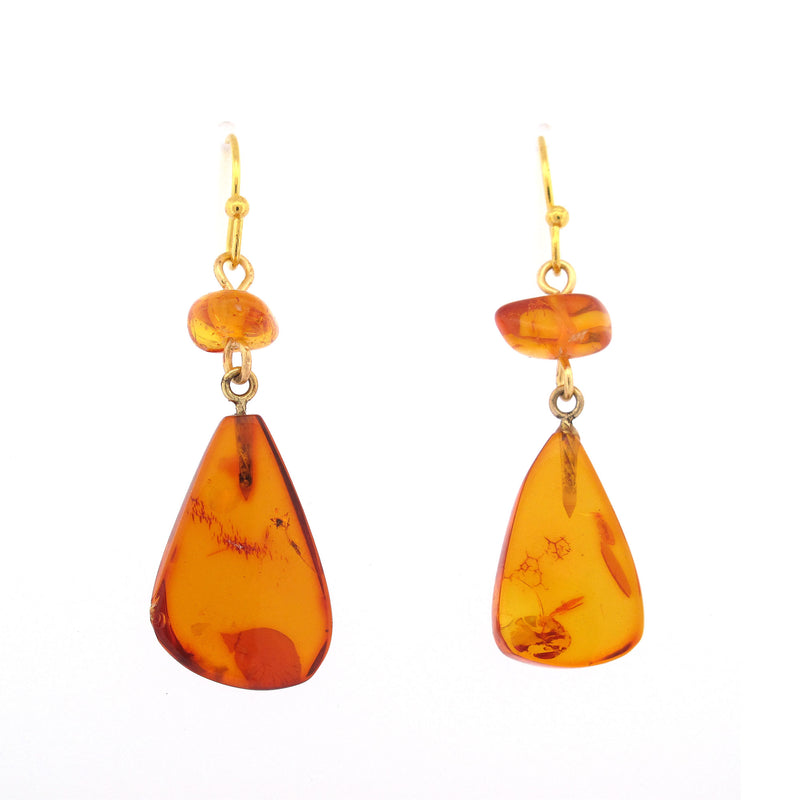Baltic Amber teardrop and nugget earrings