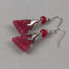 Art Deco Bohemian fuscia glass triangle earrings.  j-erbg910