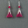 Art Deco Bohemian fuscia glass triangle earrings.  j-erbg910