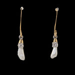 Vintage Mississippi pearl earrings with 15 point full cut diamonds on gold filled wire. erfn127