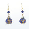 Ladybug, Blue Dangle Earrings/Locket, enameled silver vermeil. j-eror499a
