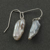 Japanese Lake Biwa freeform baroque pearl earrings with sterling silver wire. eror511