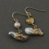 Japanese Lake Biwa freeform baroque pearl earrings with gold filled wire. eror512