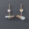 Japanese Lake Biwa freeform baroque pearl earrings with gold filled wire. eror512