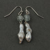 Japanese Lake Biwa freeform baroque pearl and Aquamarine earrings with sterling silver wire. eror513
