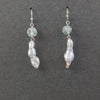 Japanese Lake Biwa freeform baroque pearl and Aquamarine earrings with sterling silver wire. eror513