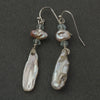 Japanese Lake Biwa freeform baroque pearl and Aquamarine earrings with sterling silver wire. eror514
