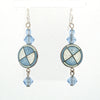 Edwardian Guilloche Enamel Earrings, Cornflower Blue,White, dangle beads.  j-ervn1004