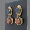 Vintage fancy brass, Sodalite and Red Jasper earrings. ervn1007