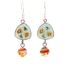 Guilloche Enamel Earrings, flowers and millefiori bead.  j-ervn980