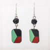 Art Deco Enamel Earrings, & red, kitchen green, black. 1930. j-ervn983