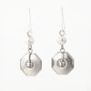 Mother of Pearl Earrings, with round silver colored pleated bead.  j-ervn989