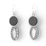 Black Stone and Etched Metal Dangle Earring.   j-ervn991