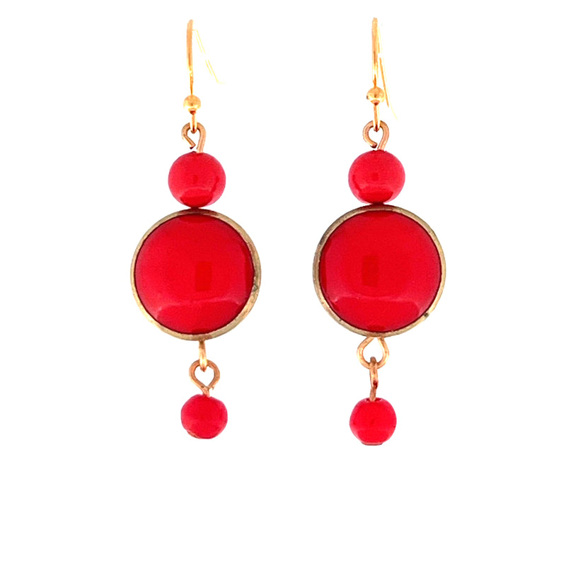 Lipstick Red Glass Dangle Earring.   j-ervn995