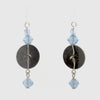 Edwardian Guilloche Enamel Earrings, Cornflower Blue,White, dangle beads.  j-ervn1004