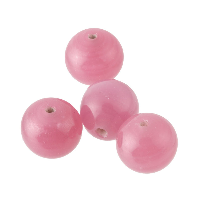 Vintage blush pink translucent &quot;Peking&quot; glass beads. China 1980s. 13x14mm. 4 pcs. b11-pp-1272