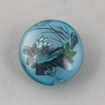 Reverse Painted Hollow Glass Bead, blue with bird. 30mm. Pkg 1. B10-0008D