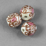 Vintage Venetian Fiorato Wedding Cake beads, Strand of 9 beads 12-13mm. b1-1049