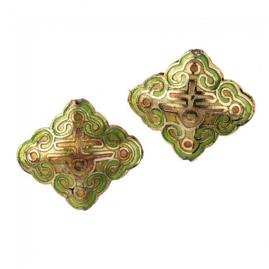 Hollow enameled copper puffy diamond shaped beads, 18x20mm. Package of 2. b18-565