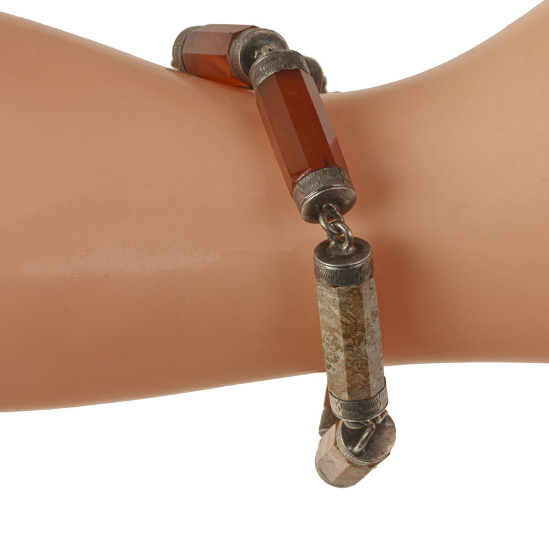 Victorian Scottish Hexagonal agate gemstone bracelet. j-brvn1008