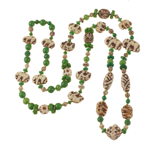Art Deco Egypian Revival style 1920s Neiger Brother's bead necklace 36 inches. nlbd2211