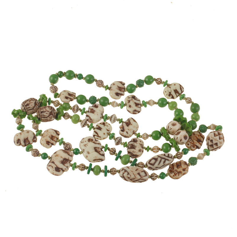 Art Deco Egypian Revival style 1920s Neiger Brother's bead necklace 36 inches. nlbd2211